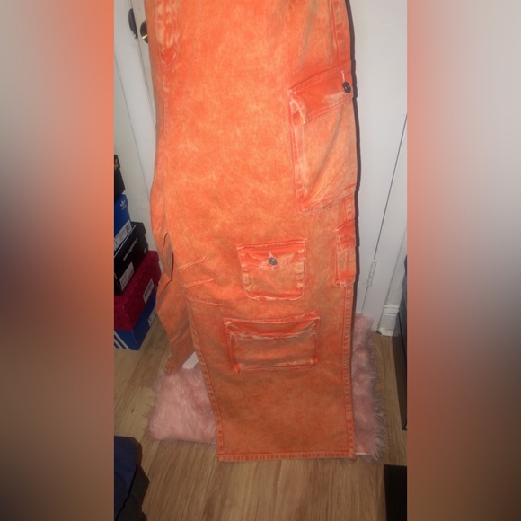 Orange plus size women’s cargo jeans. New with tags. - Picture 5 of 7